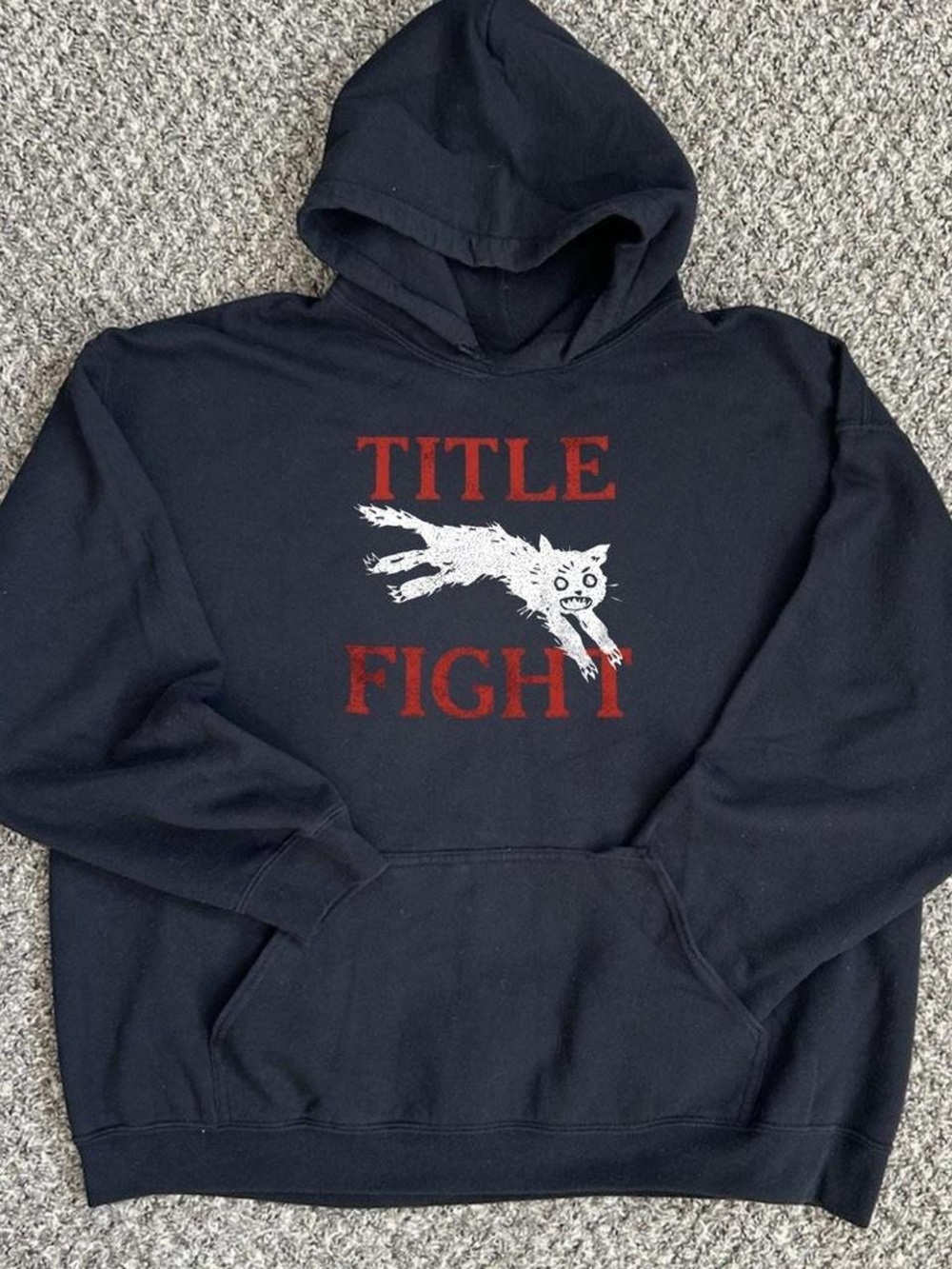 Gildan Black Hoodie with Red and White Graphic - TITLE FIGHT Print